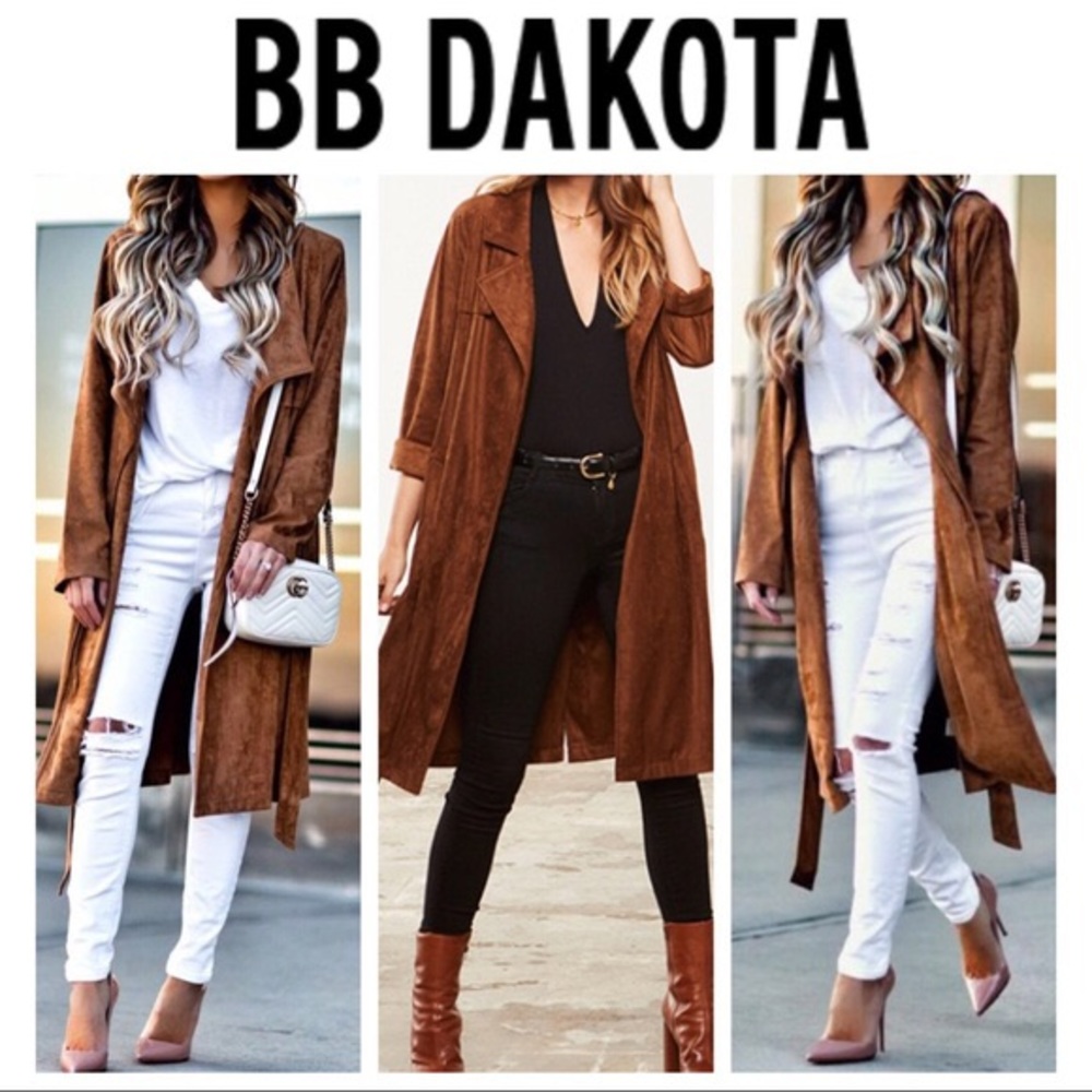 BB DAKOTA Faux Suede Trench Coat